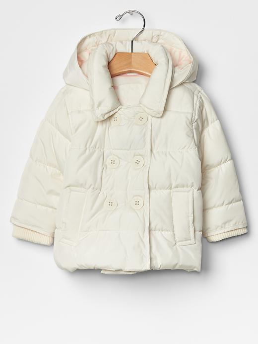 1 of 8 showing, with the color ivory frost of product Warmest peacoat puffer