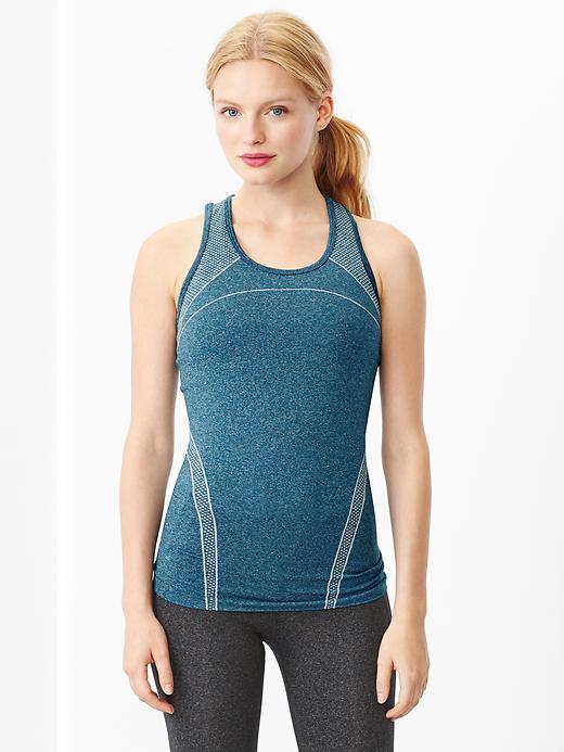 1 of 8 showing, with the color polar blue of product GapFit Motion heathered racerback tank