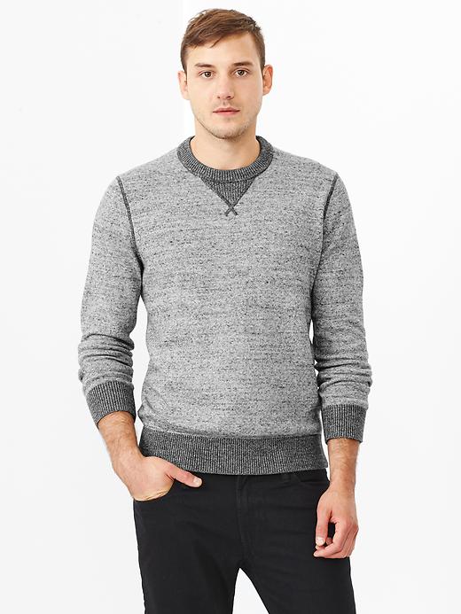 1 of 8 showing, with the color medium grey heather of product Marled crewneck sweater
