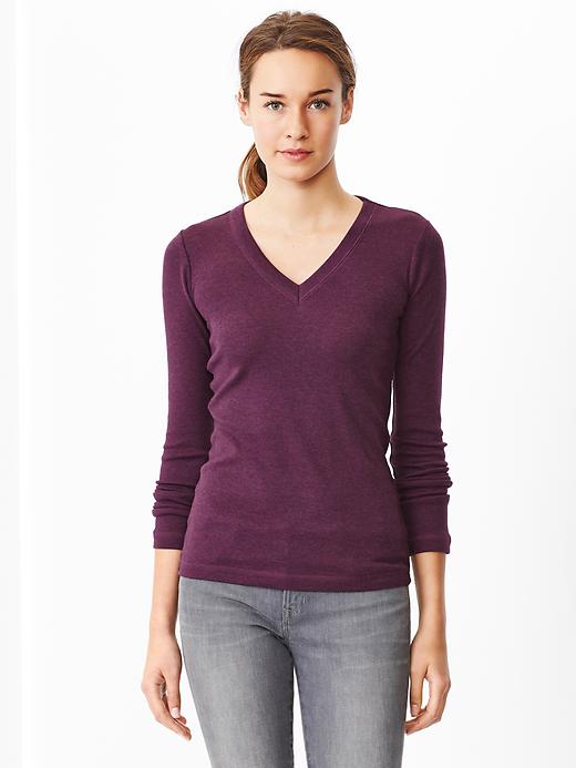 1 of 8 showing, with the color plum heather of product Supersoft V-neck tee