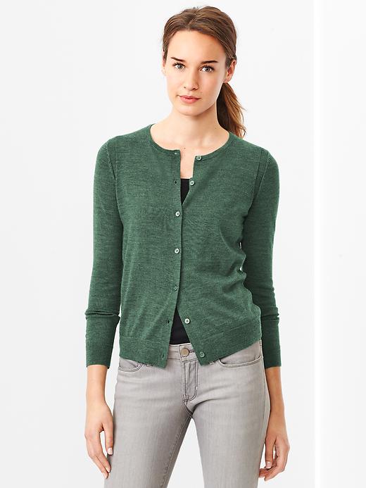 1 of 8 showing, with the color french green heather of product Merino cardigan