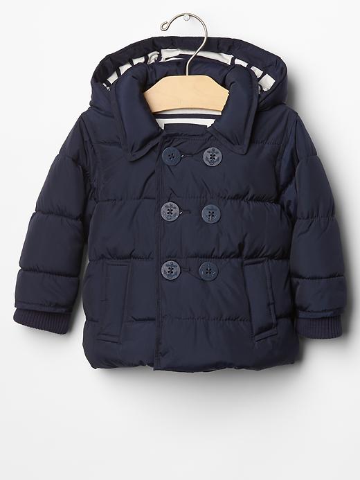 1 of 8 showing, with the color dark night of product Warmest peacoat puffer