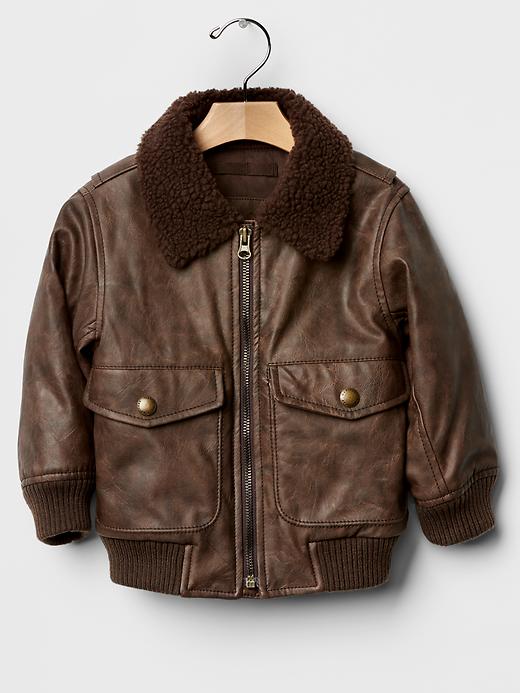 1 of 8 showing, with the color brown of product Sherpa bomber jacket