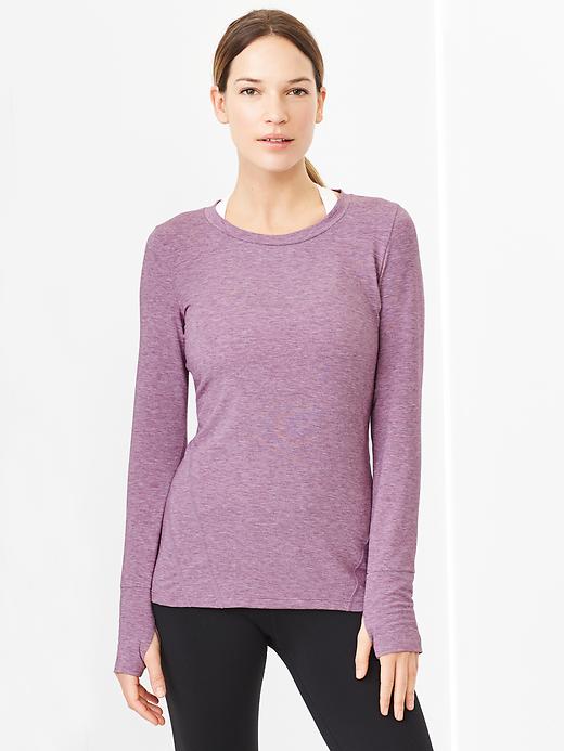 1 of 8 showing, with the color BEACH PLUM of product GapFit Breathe Long Sleeve T-Shirt