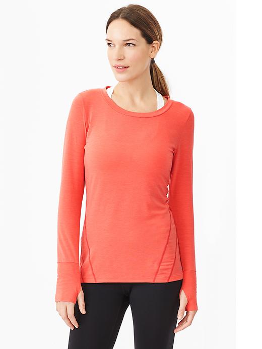 1 of 8 showing, with the color fire coral of product GapFit Breathe Long Sleeve T-Shirt