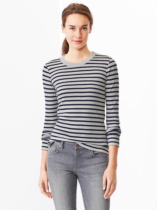 1 of 8 showing, with the color dark night of product Supersoft stripe crewneck tee