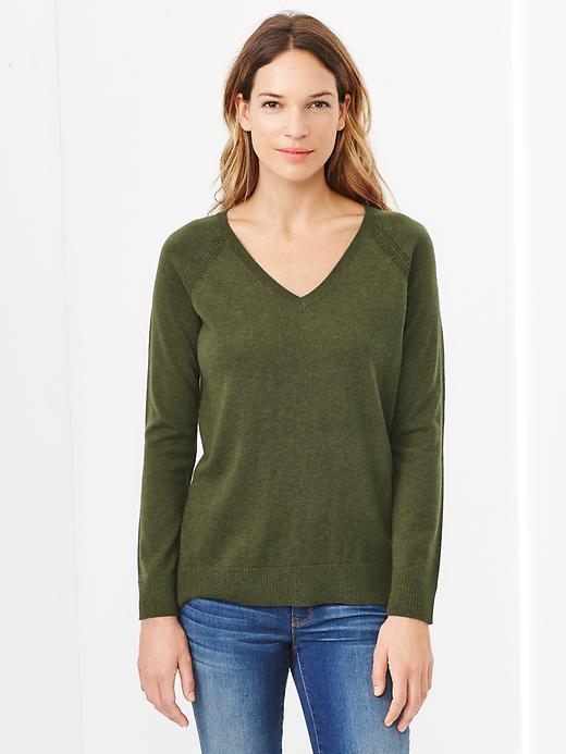 1 of 8 showing, with the color olive heather of product Eversoft V-neck sweater