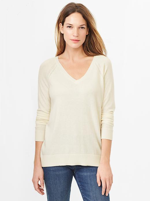 1 of 8 showing, with the color ivory frost of product Eversoft V-neck sweater