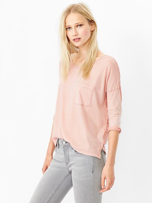 1 of 8 showing, with the color willow pink of product Three-quarter sleeve faded tee