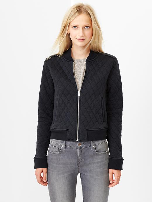 1 of 8 showing, with the color midnight fog of product Quilted knit bomber