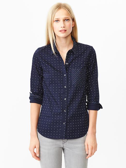 1 of 8 showing, with the color navy of product Polka dot oxford shirt