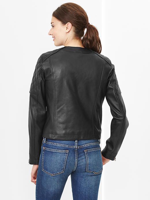 2 of 8 showing, with the color true black of product Quilted leather moto jacket