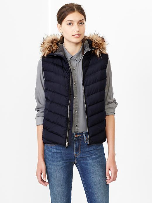 View large product image 1 of 1. PrimaLoft&#174 Luxe fur-trim puffer vest