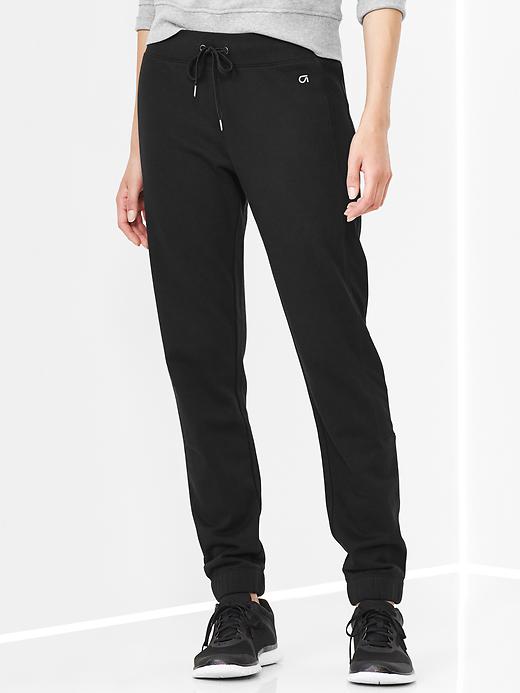 1 of 8 showing, with the color true black of product Twill mesh-panel sweatpants