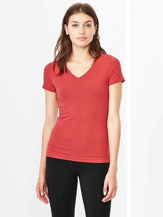 1 of 8 showing, with the color faded red of product Pure Body V-neck tee