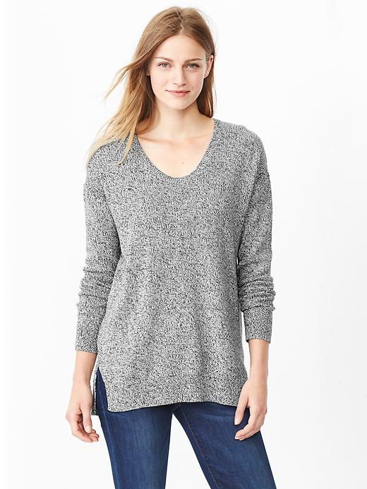 1 of 8 showing, with the color midnight fog of product Marled U-neck sweater