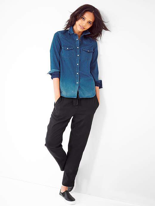 2 of 8 showing, with the color true black of product TENCEL™ track pants