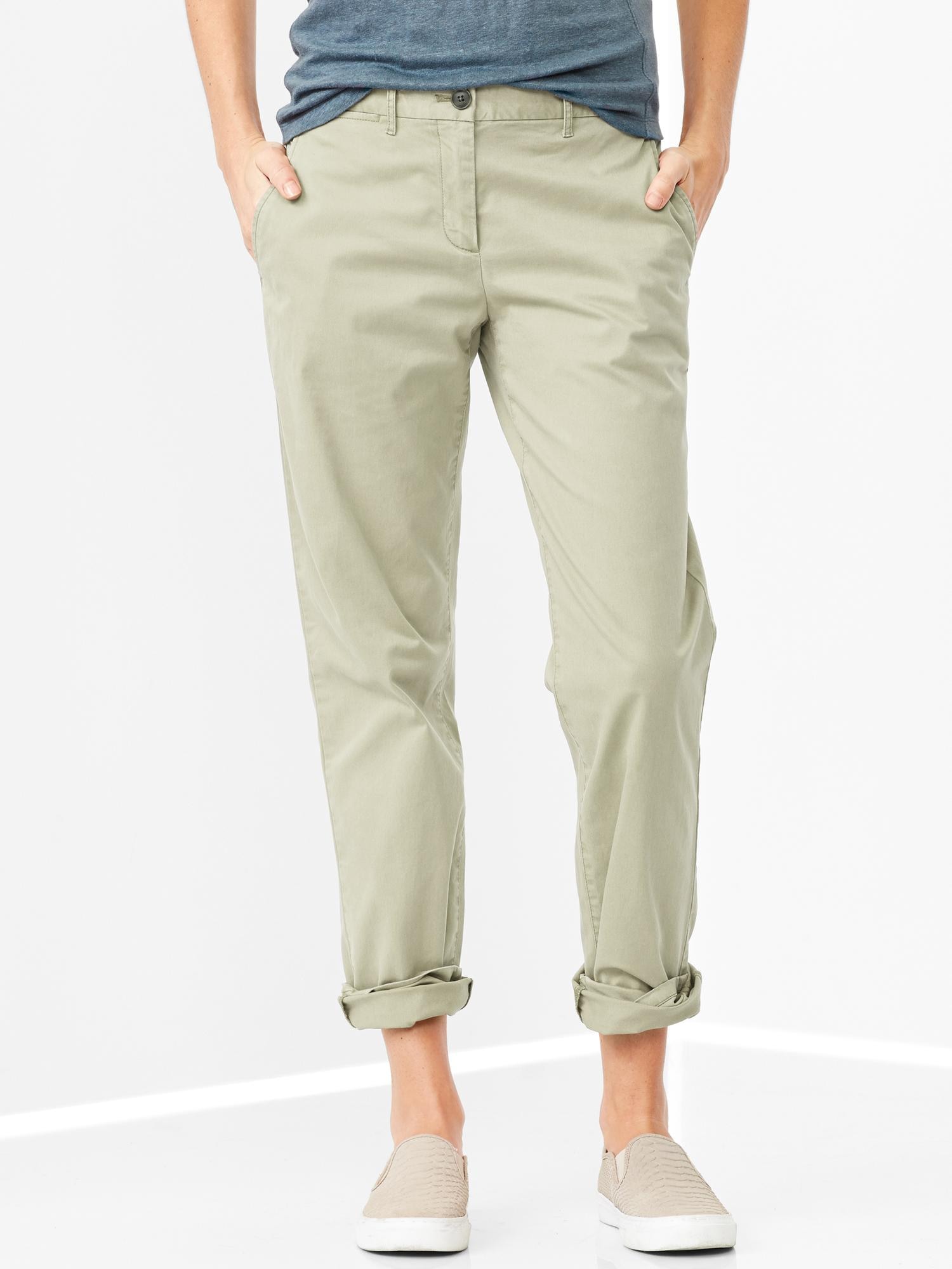 Broken in straight khakis