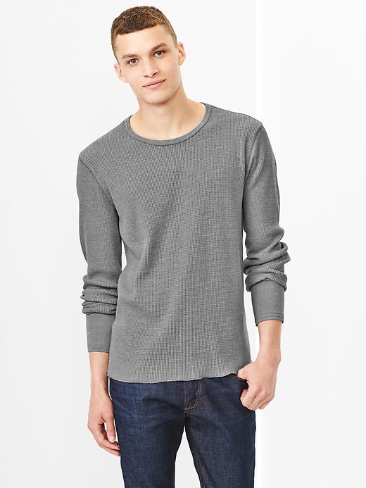 View large product image 1 of 1. Heavyweight exploded waffle knit top