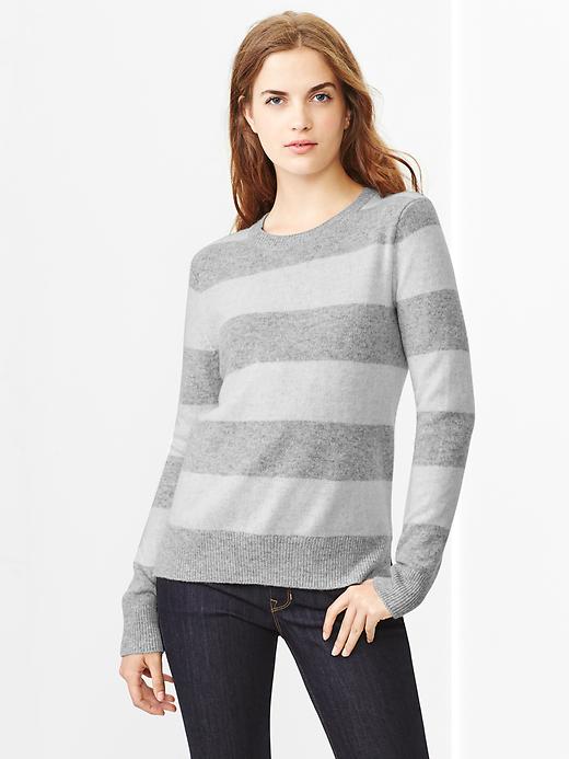 1 of 8 showing, with the color heather grey of product Stripe lambswool sweater