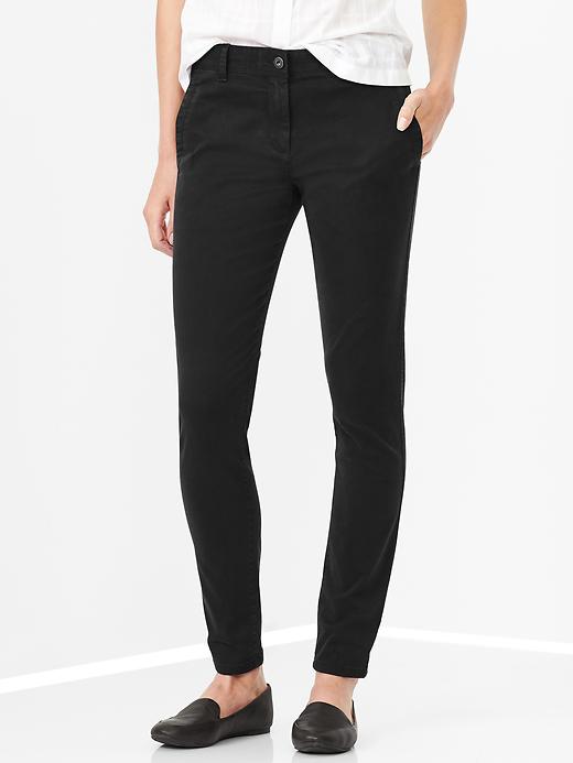 1 of 8 showing, with the color true black of product Super skinny khakis