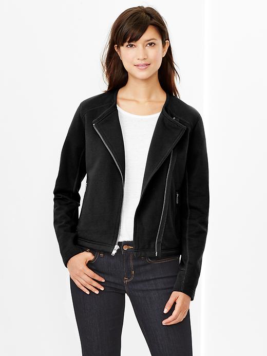 1 of 8 showing, with the color black ink of product Knit moto jacket