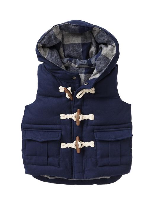 1 of 8 showing, with the color dark night of product Flannel toggle vest