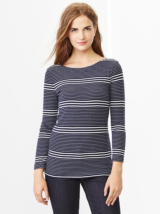 View large product image 1 of 1. Supersoft stripe boatneck tee