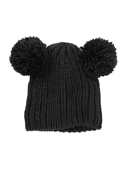 1 of 8 showing, with the color true black of product Oversized pom-pom beanie