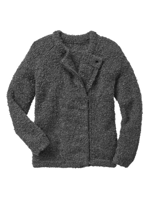 1 of 8 showing, with the color heather grey of product Moto zip sweater jacket