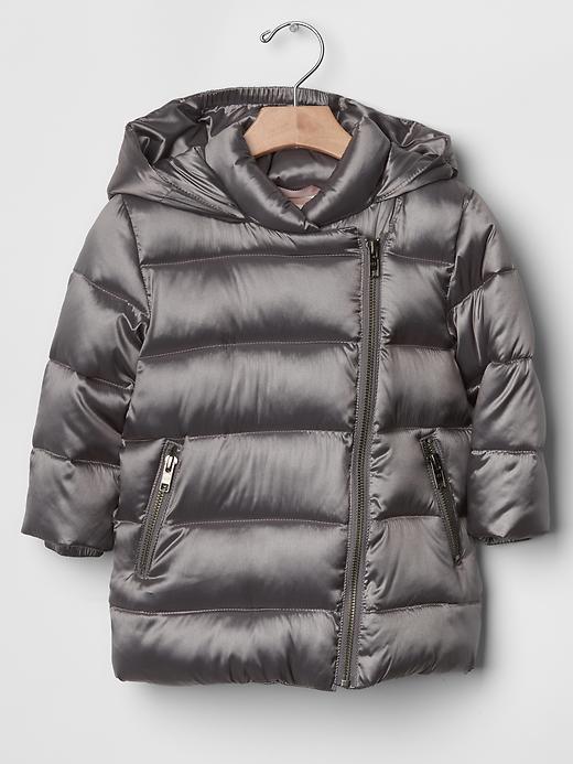 1 of 8 showing, with the color metallic charcoal of product Warmest long puffer jacket