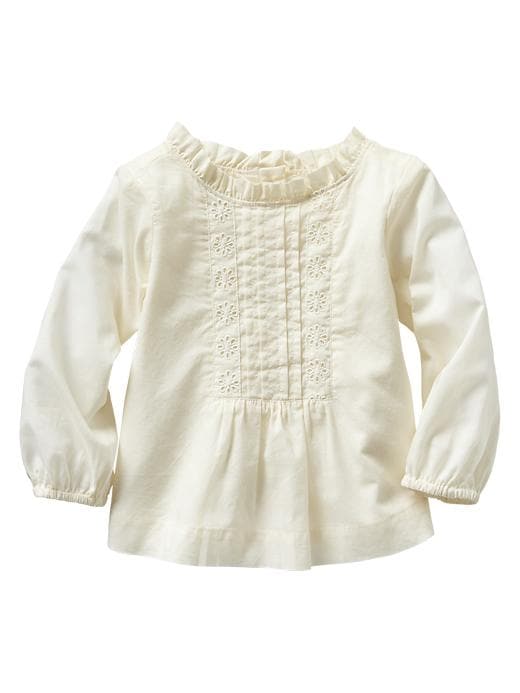 1 of 8 showing, with the color ivory frost of product Pleated eyelet top