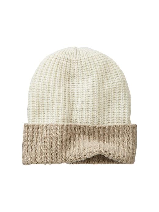 1 of 8 showing, with the color cream of product Colorblock ribbed beanie