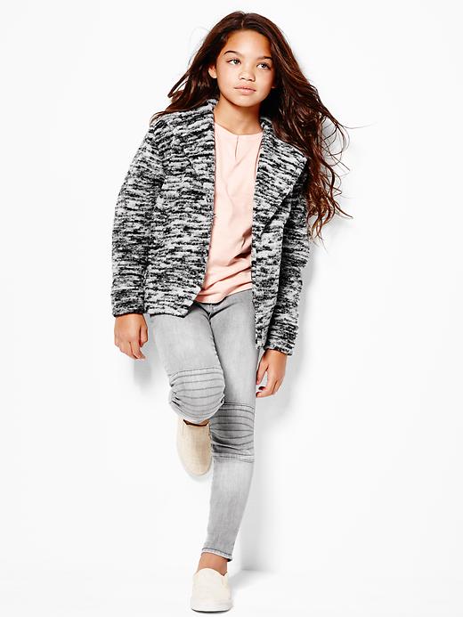 2 of 8 showing, with the color black and white tweed of product Marled cocoon jacket