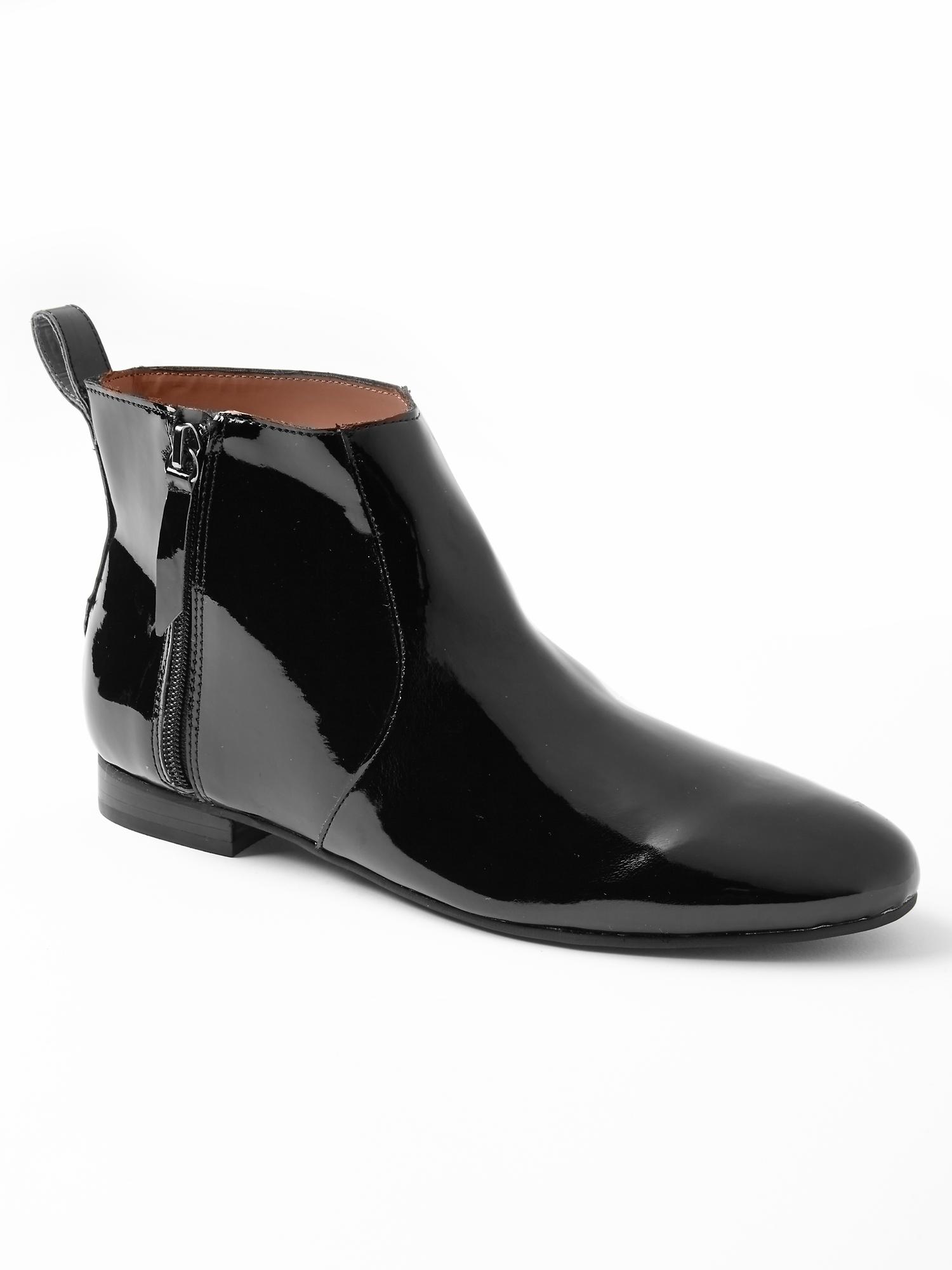 Женские ботинки Gap Patent ankle booties, цвет: Однотонный чёрный