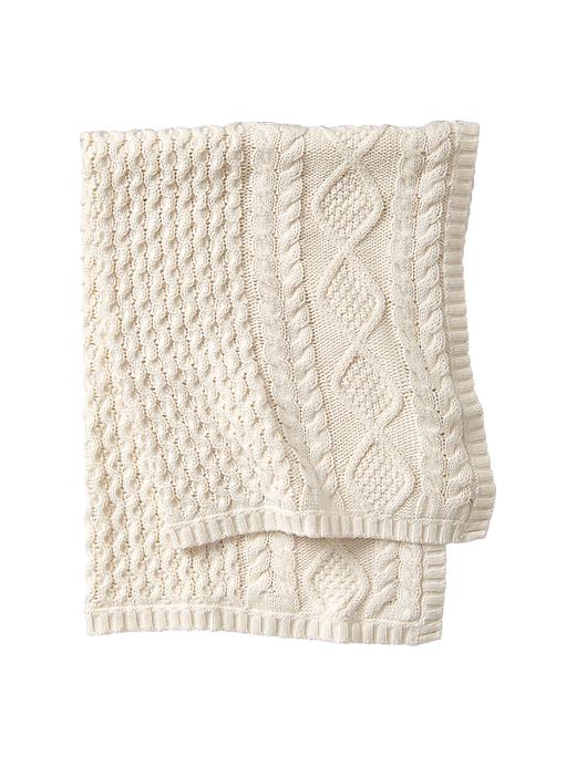 1 of 8 showing, with the color ivory frost of product Cable knit stroller blanket