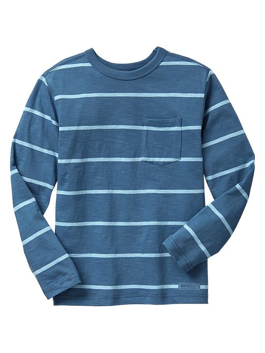 1 of 8 showing, with the color blue steel of product Stripe pocket slub tee