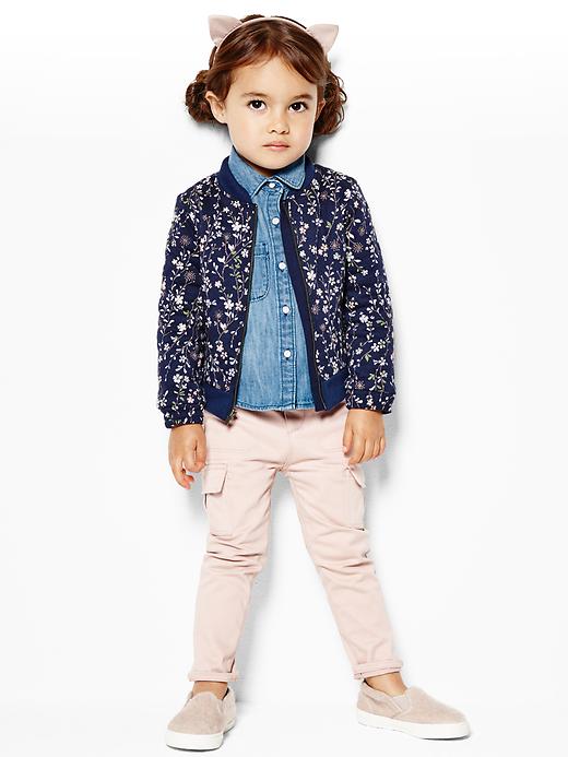 2 of 8 showing, with the color dark night of product Floral quilted bomber jacket