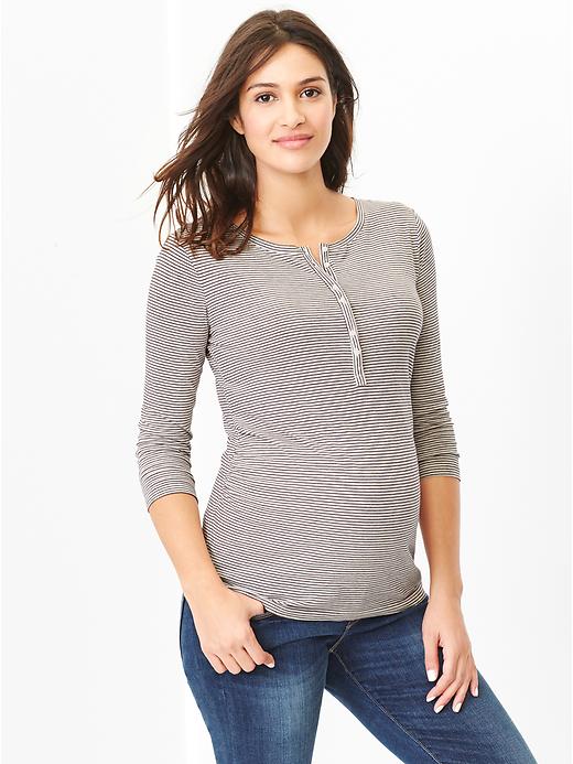 1 of 8 showing, with the color oatmeal stripe of product Stripe henley