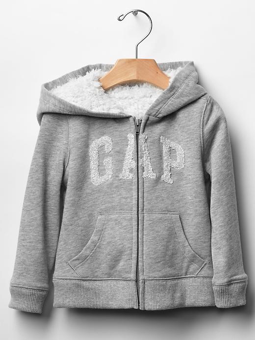 1 of 8 showing, with the color light heather gray of product Cozy logo zip hoodie