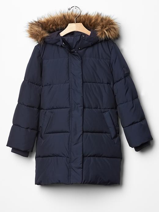 1 of 8 showing, with the color dark night of product PrimaLoft® Luxe fur-trim puffer jacket