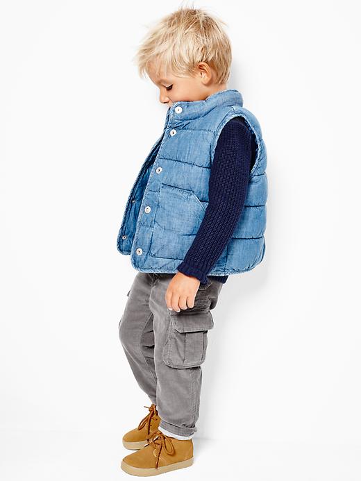 2 of 8 showing, with the color denim of product Denim puffer vest