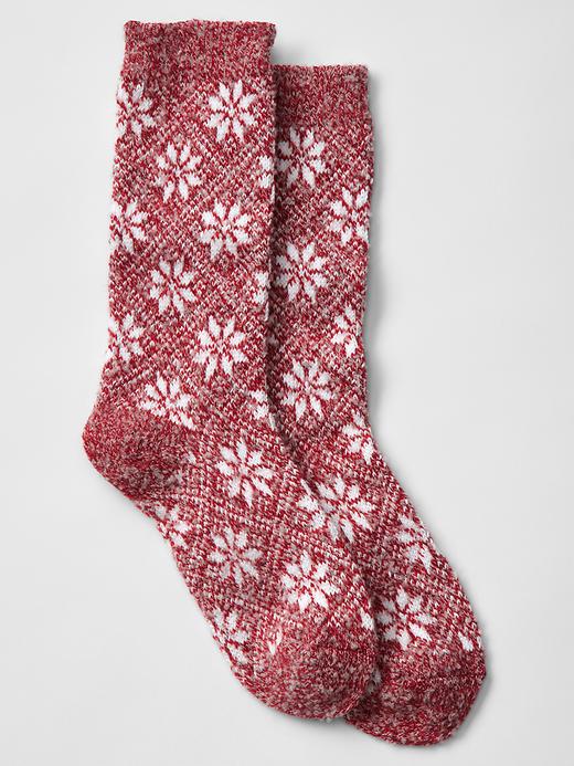 1 of 8 showing, with the color red of product Snowflake socks