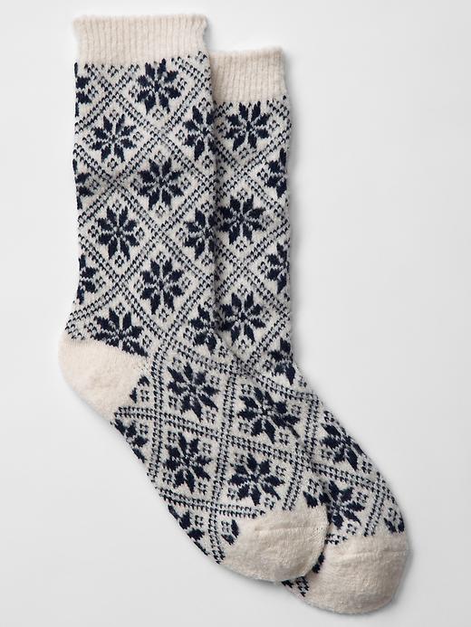 1 of 8 showing, with the color navy of product Snowflake socks