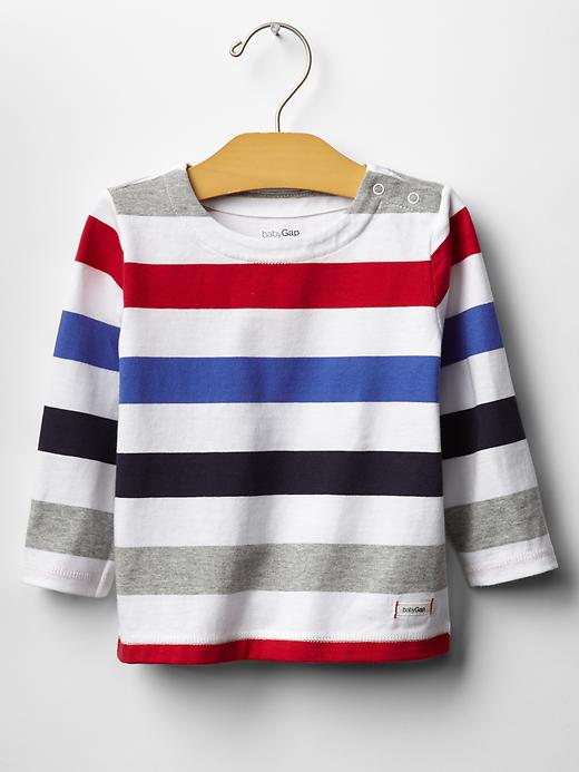 1 of 8 showing, with the color multi stripe of product Stripe boatneck tee