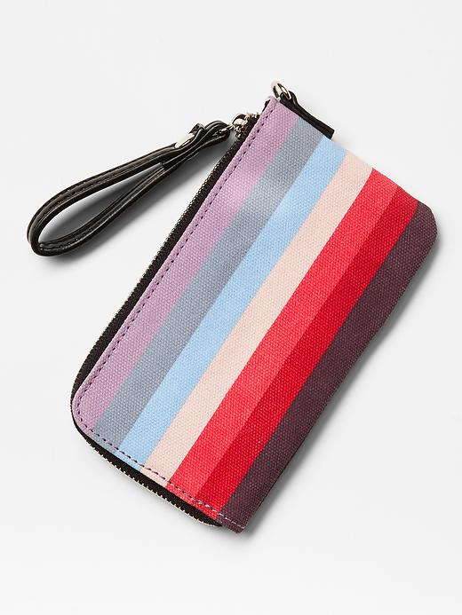 1 of 8 showing, with the color multi stripe of product Holiday stripe wristlet