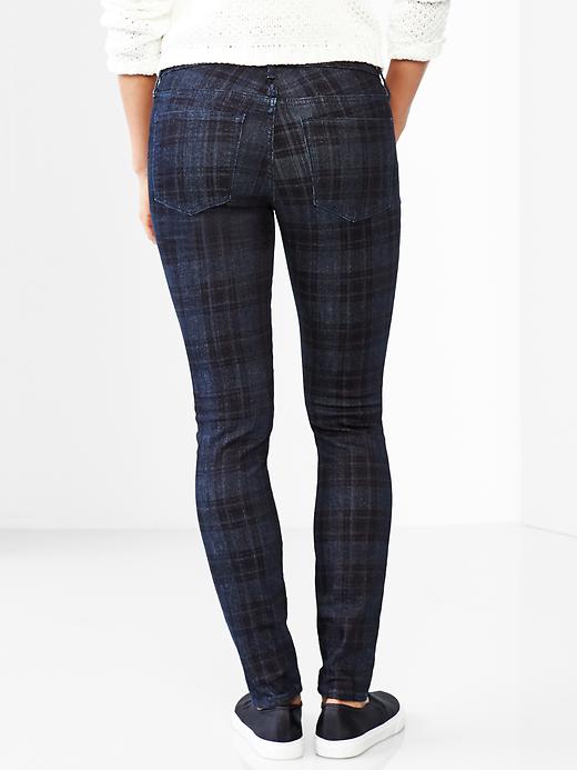 2 of 8 showing, with the color dark indigo plaid of product 1969 plaid always skinny jeans