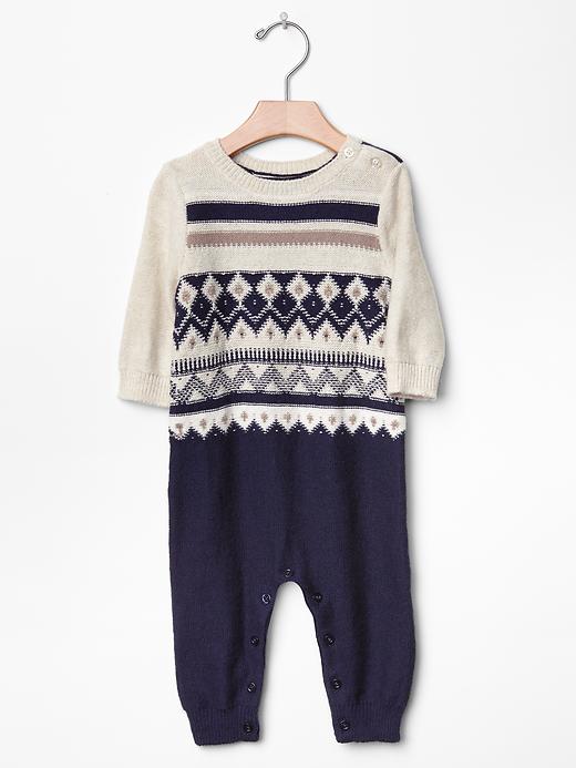 Image number 1 showing, Fair isle sweater one-piece