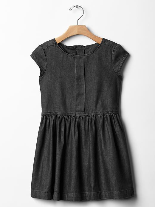 1 of 8 showing, with the color black denim of product Box pleat chambray dress
