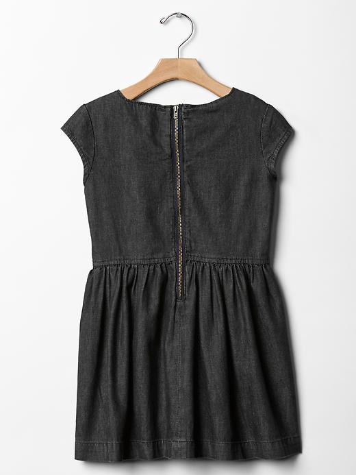 2 of 8 showing, with the color black denim of product Box pleat chambray dress